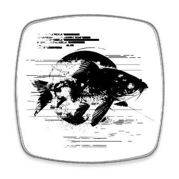 Fish Sketch - Square fridge magnet - white - Front