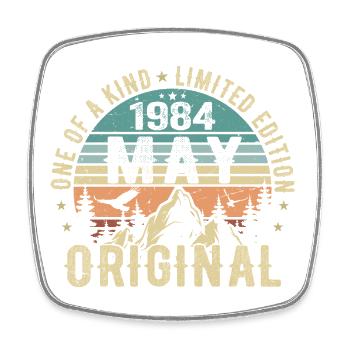 Legends May 1984 Birthday Vintage May 1984 - Square fridge magnet - white - Front