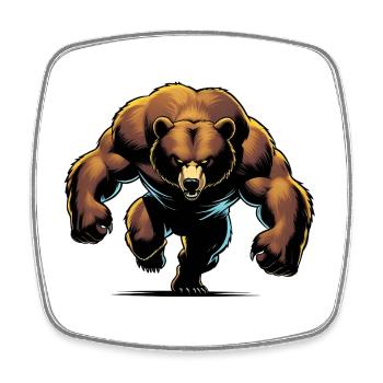 Ours musclé - Magnet carré - blanc - Devant
