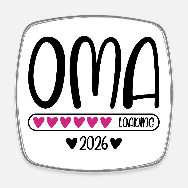 Oma 2026 loading - Viereckiger Kühlschrankmagnet - Weiß