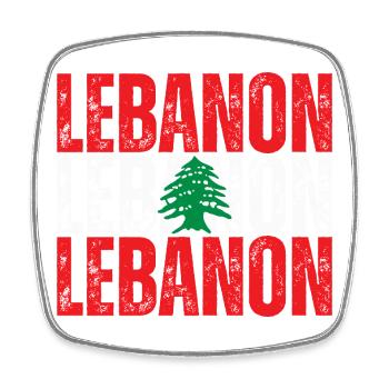 Flagge des Libanon, libanesischer Stolz - Viereckiger Kühlschrankmagnet - Weiß - Vorne