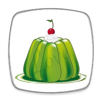 Grüne Götterspeise – Stylisiertes Retro-Dessert - Viereckiger Kühlschrankmagnet - Weiß - Vorne