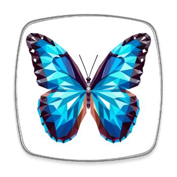 Blauer Schmetterling-Inspiriert vom Morphofalter - Viereckiger Kühlschrankmagnet - Weiß - Vorne
