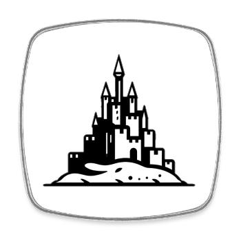 Château de sable château noir blanc - Magnet carré - blanc - Devant