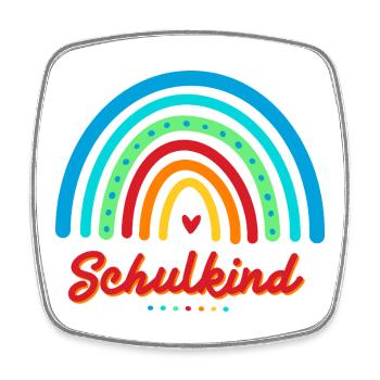 Schulkind bunter Retro Regenbogen Einschulung - Viereckiger Kühlschrankmagnet - Weiß - Vorne