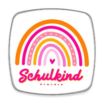 Schulkind Retro-Regenbogen Einschulung Mädchen - Viereckiger Kühlschrankmagnet - Weiß - Vorne