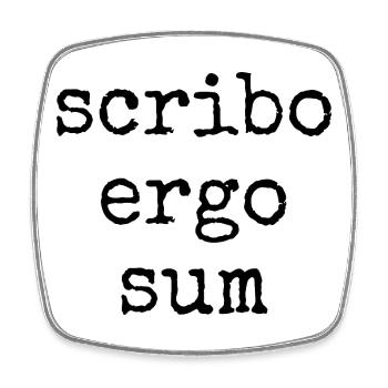 scribo ergo sum - ich schreibe also bin ich - Viereckiger Kühlschrankmagnet - Weiß - Vorne