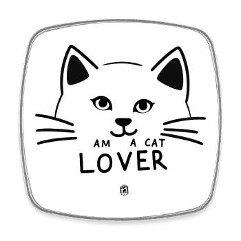 Linear Lover Cat Silhouette - Square fridge magnet - white - Front