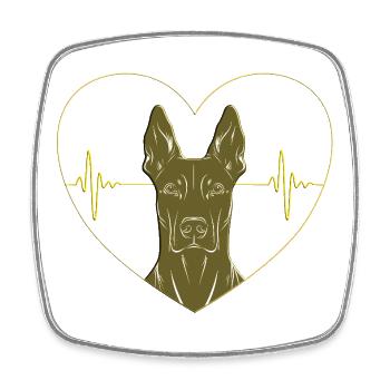 Heart Doberman – Gold & Heartbeat - Square fridge magnet - white - Front