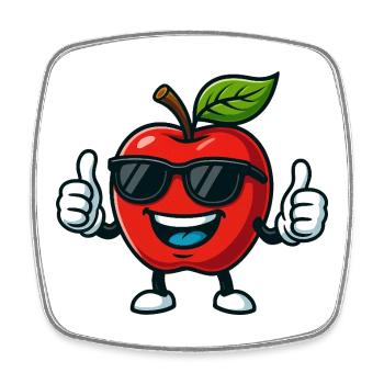 Fruity Red Apple Summer Cool Thumbs Up - Square fridge magnet - white - Front