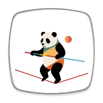 Panda balanciert auf dem Seil – Mutig und fröhlich - Viereckiger Kühlschrankmagnet - Weiß - Vorne