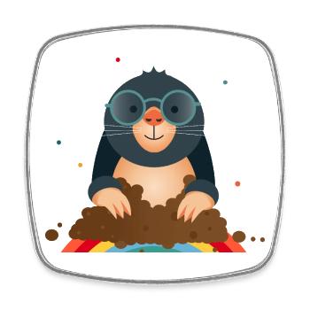 Sympathetic mole with glasses–Great animal motif - Square fridge magnet - white - Front