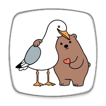Nordsee Möwe Braun Bär Freundschaft Liebe anlehnen - Viereckiger Kühlschrankmagnet - Weiß - Vorne