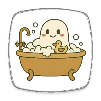 Ghost bubble bath - Square fridge magnet - white - Front