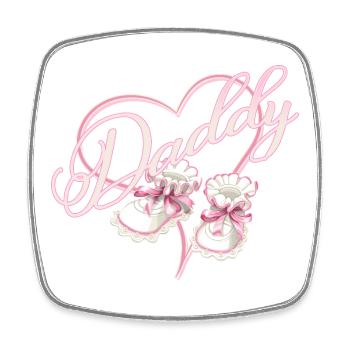 Daddy with Daughter Heart Baby Shoes Pink - Square fridge magnet - white - Front
