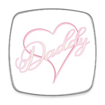 Daddy with heart girl pink - Square fridge magnet - white - Front