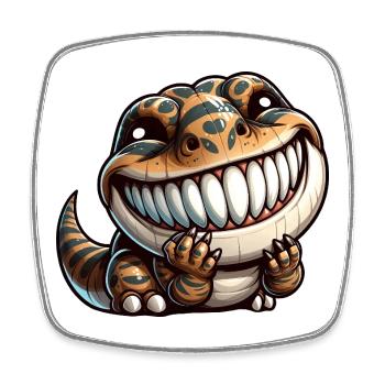 Cute Shy T-Rex Dinosaur Cartoon - Square fridge magnet - white - Front