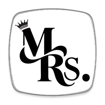 Mrs. & Krone, personalisierbar - Viereckiger Kühlschrankmagnet - Weiß - Vorne