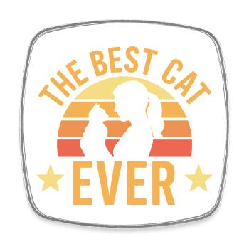 Best Cat Ever Sonnenuntergang Silhouette - Viereckiger Kühlschrankmagnet - Weiß - Vorne