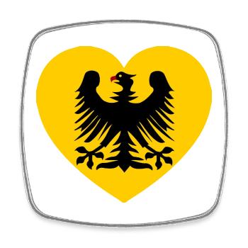 Heraldisches Adler-Emblem im Herzen - Viereckiger Kühlschrankmagnet - Weiß - Vorne