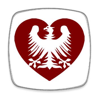 Albanischer Adler Herz Design - Viereckiger Kühlschrankmagnet - Weiß - Vorne