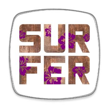 Surfer Hawai Hibiscus Blossom Vacation Water Sports - Square fridge magnet - white - Front
