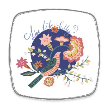 Live Life Fully -- Florale Affirmationen - Viereckiger Kühlschrankmagnet - Weiß - Vorne