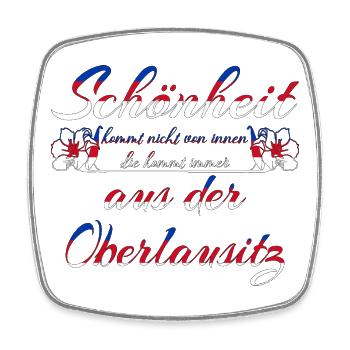 Beauty from Upper Lusatia Flag blue red white - Square fridge magnet - white - Front