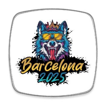 Barcelone 2025 Loup de fête - Magnet carré - blanc - Devant
