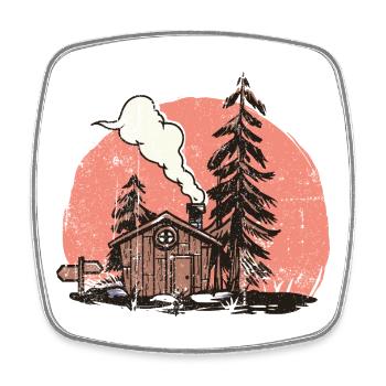 Cozy Forest Cabin Illustration - Square fridge magnet - white - Front