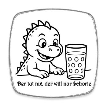 Babydrachen mit Dubbeglas2 - Viereckiger Kühlschrankmagnet - Weiß - Vorne
