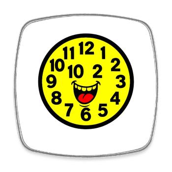 Conception d’horloge parodiée joyeuse - Magnet carré - blanc - Devant