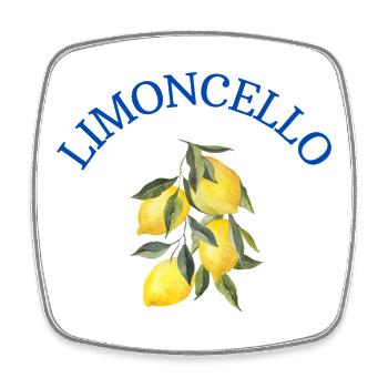 Limoncello – citrons sur une branche avec lettrage - Magnet carré - blanc - Devant