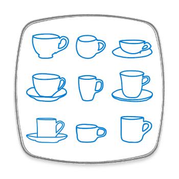 Minimalist Coffee Cups – Blue Line - Square fridge magnet - white - Front