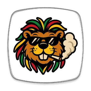 Reggae Bobr – Rasta Bober - Magnet carré - blanc - Devant