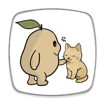 Tama and Cat - Square fridge magnet - white - Front