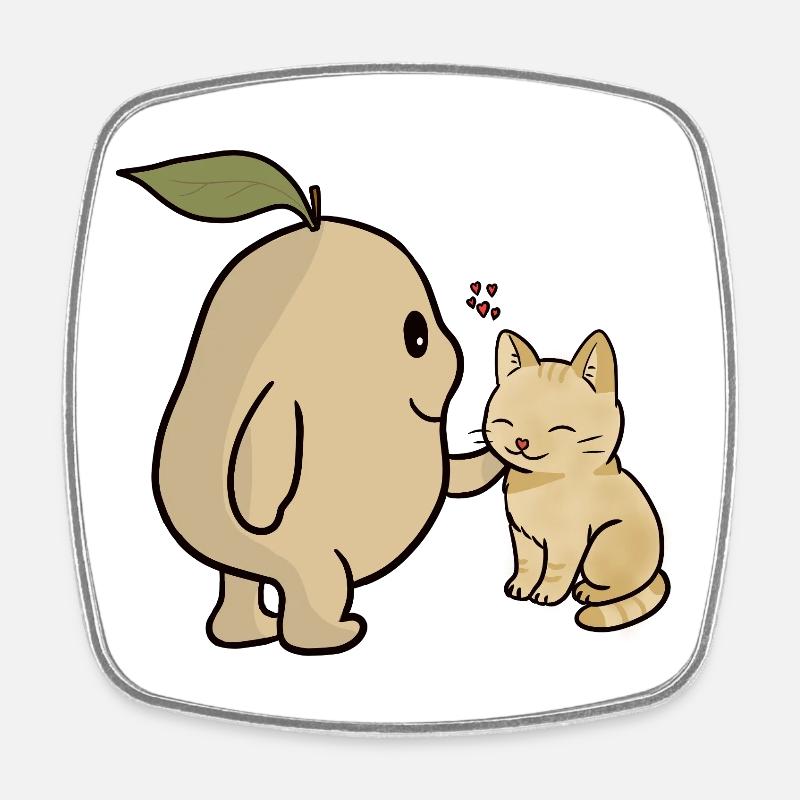 Tama und Katze - Viereckiger Kühlschrankmagnet - Weiß