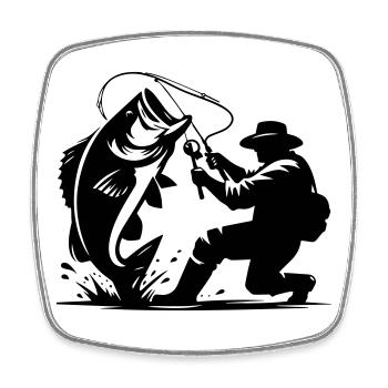 Reel Cool Dad Fishing Design - Square fridge magnet - white - Front