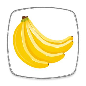 Vier gelbe Bananen im Bund für Fans von Food-Art - Viereckiger Kühlschrankmagnet - Weiß - Vorne