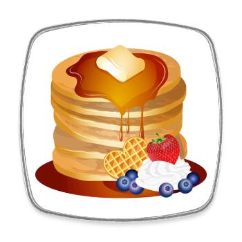 Pancakes Motiv mit Butterflocke und Ahornsirup - Viereckiger Kühlschrankmagnet - Weiß - Vorne