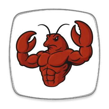 crabe homard fitness entraînement dessin animé biceps forts - Magnet carré - blanc - Devant