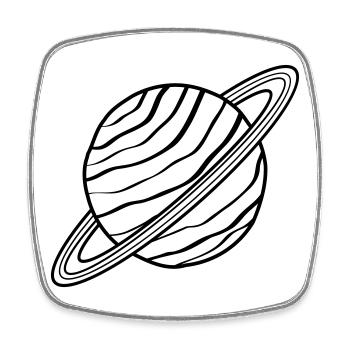 Planet with Rings Saturn Uranus Space Doodle - Square fridge magnet - white - Front