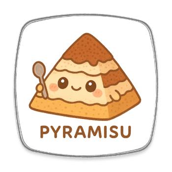 Pyramisu Kawaii Tiramisu - Viereckiger Kühlschrankmagnet - Weiß - Vorne