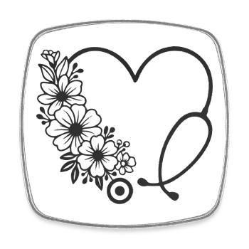 Blumenmuster Herz Kinderwagen Design - Viereckiger Kühlschrankmagnet - Weiß - Vorne