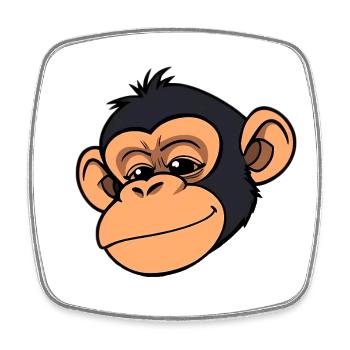 Singe Chimpanzé - Magnet carré - blanc - Devant