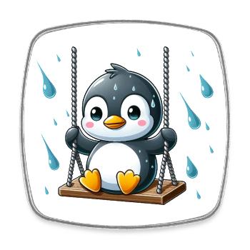 Kawaii Penguin Introvert Emotional Vibes Rain - Square fridge magnet - white - Front