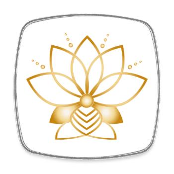 Goldenes stilisiertes Blütensymbol minimalistisch - Viereckiger Kühlschrankmagnet - Weiß - Vorne