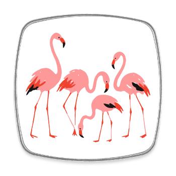 Vivid Flamingo Meadow Illustration - Square fridge magnet - white - Front