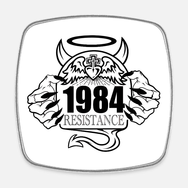 1984 Resistance – Rebel Against Control Design - Square fridge magnet - white