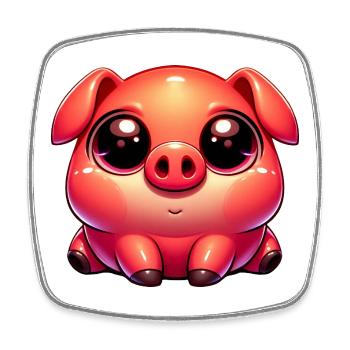 Mignon Kawaii Piggy Cozy Farm - Magnet carré - blanc - Devant